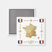 Carte France + Magnet des drapeaux (Recto/Verso)