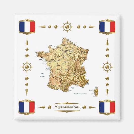 Carte France + Magnet des drapeaux (Devant)