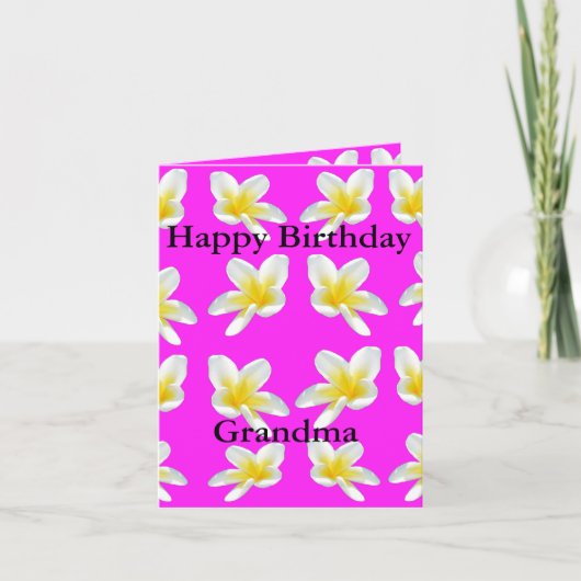 Carte Frangipanis Jaune Sur Rose, (Devant)