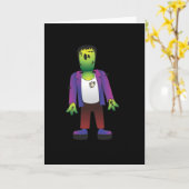 Carte Frankenstein mignon Halloween (Fleur jaune)