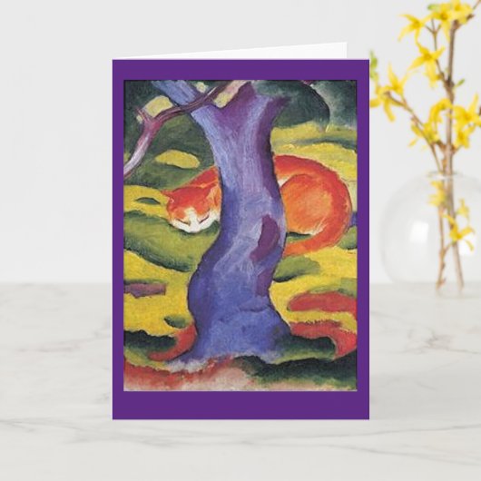 Carte Franz Marc, Art, Chat Caché Derrière un Arbre, (Fleur jaune)