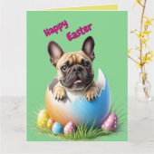 Carte Französische Bulldogge Ei Ostern French Bulldog (Fleur jaune)