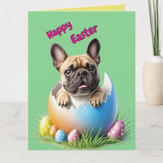 Carte Französische Bulldogge Ei Ostern French Bulldog (Devant)