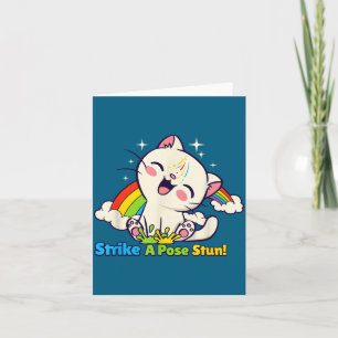 Carte Frapper Un Se Stupéfier Mignon Chat Arc-en-ciel Én