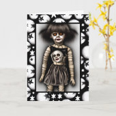 Carte Freaky Effrayant Éffrayant vieille poupée Hallowee (Fleur jaune)