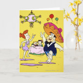 Carte Fred Flintstone Wilma Barney et Betty Fiesta (Fleur jaune)