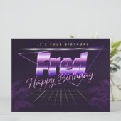 Carte Fred Name Prénom lila retro (Debout devant)