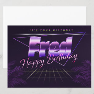 Carte Fred Name Prénom lila retro
