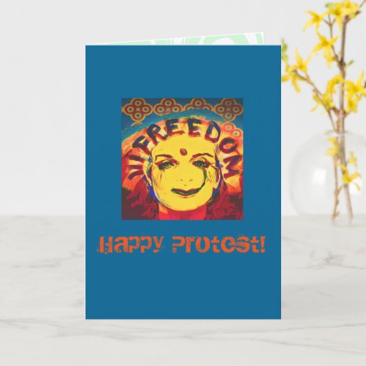 Carte Freedom Face souriante jaune (Fleur jaune)