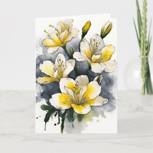 Carte Freesia - Fleurs aquarelle (Devant)