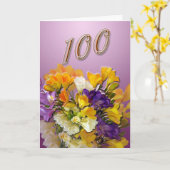 Carte Freesias Happy 100th Birthday Greeting Card (Fleur jaune)