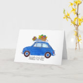 Carte French Bon rétablissement Blue Retro Fiat 500 (Fleur jaune)