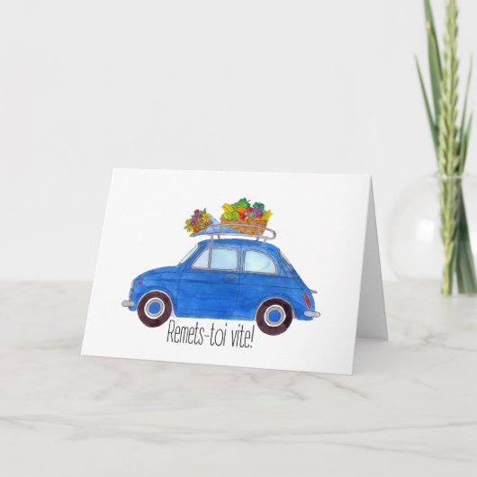Carte French Bon rétablissement Blue Retro Fiat 500 (Devant)