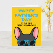 Carte French Buldog Française Fête des pères (Fleur jaune)