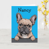 Carte French Bulldog Cute Custom Frenchie Greeting (Fleur jaune)