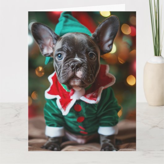 Carte French Bulldog Elf Puppy (Devant)