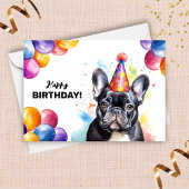 Carte French Bulldog Frenchie Portrait Joyeux anniversai