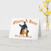 Carte French Bulldog Partage Une Bière (Fleur jaune)