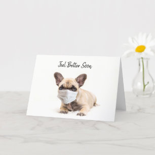Carte French Bulldog porte un masque facial