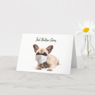 Carte French Bulldog porte un masque facial