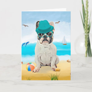 Carte French Bulldog sur la plage