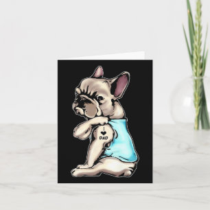 Carte French Bulldog Tattoos I Love Papa assis Cadeau Gr