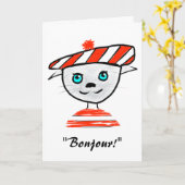 Carte French Cat Birthday Card (Fleur jaune)