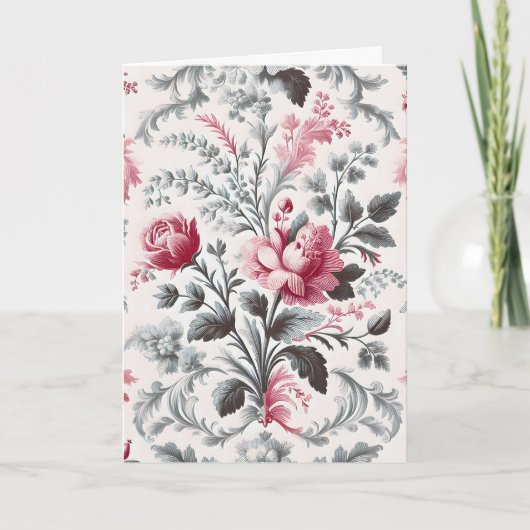 Carte French Country Toile Fleurie Anniversaire (Devant)