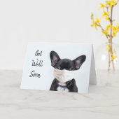 Carte Frenchie avec masque de protection guérissez vite (Fleur jaune)