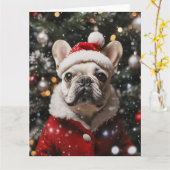 Carte Frenchie Festive : Un portrait de vacances (Fleur jaune)