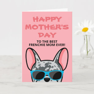 Carte Frenchie Fête des Mères Bouledogue Français Blue M