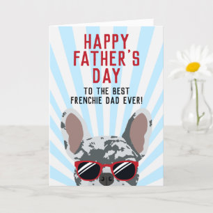 Carte Frenchie Fête des Pères Bouledogue Français Bleu M