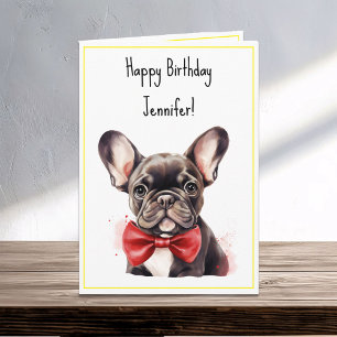 Carte Frenchie French Bulldog Chien chiot Nom de l'anniv