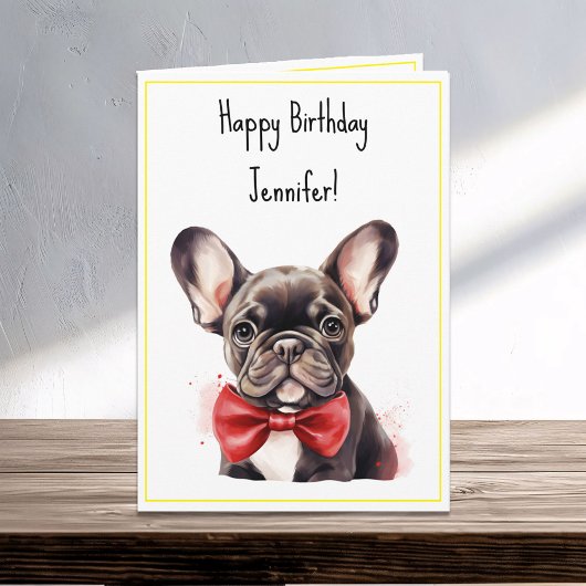 Carte Frenchie French Bulldog Chien chiot Nom de l'anniv
