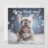 Carte Frenchie Frosty Bliss personnalisable (Devant)