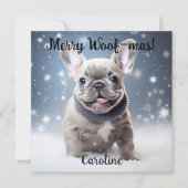Carte Frenchie Frosty Bliss personnalisable (Devant)