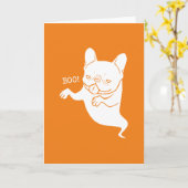 Carte Frenchie huent huent le fantôme de Halloween (Fleur jaune)