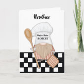 Carte Frère Anniversaire Whimsical Gnome Baker Baking (Devant)
