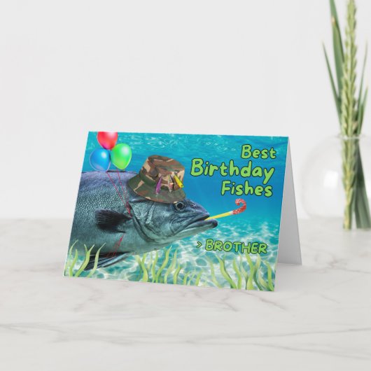 Carte Frère Bro Poisson d'anniversaire prêt à faire la f (Devant)