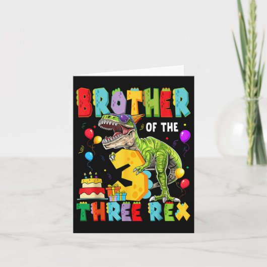 Carte Frère Des Trois Rex 3e Anniversaire Dinosaur (Devant)