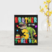 Carte Frère Des Trois Rex 3e Anniversaire Dinosaur (Fleur jaune)