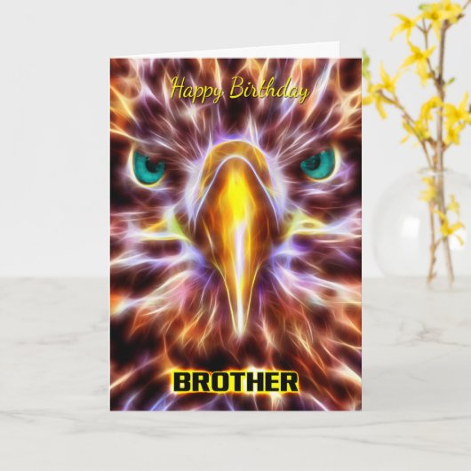 Carte Frère élégant Anniversaire Fractal Sea Eagle (Fleur jaune)