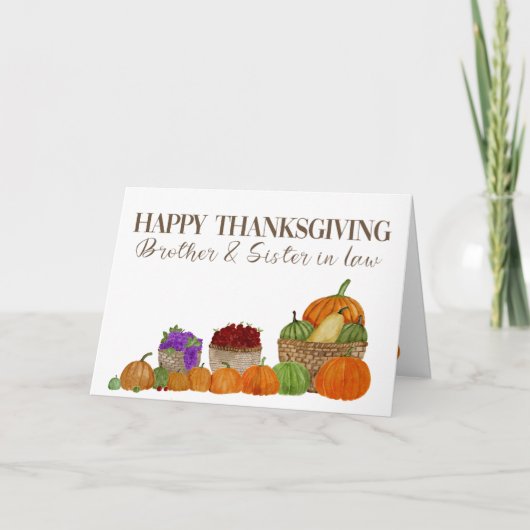 Carte Frère et Soeur en Droit Citrouilles Thanksgiving (Devant)