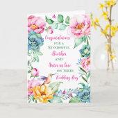 Carte Frère et Soeur en Droit Félicitations (Fleur jaune)