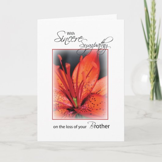 Carte Frère, Fleur Rouge, Sympathie (Devant)