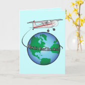 Carte Frère Joyeux Anniversaire avec avion (Fleur jaune)