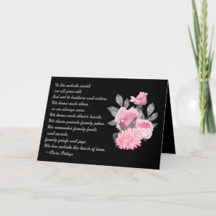 Carte Frère ou Soeur Poème Sentimental Noir et Rose