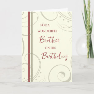 Carte Frère rouge et beige Anniversaire