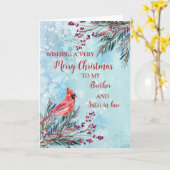 Carte Frère Rustique et Soeur en Droit Joyeux Noël (Fleur jaune)
