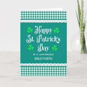 Carte Frère St Patrick's Day Shamrock Green Checks